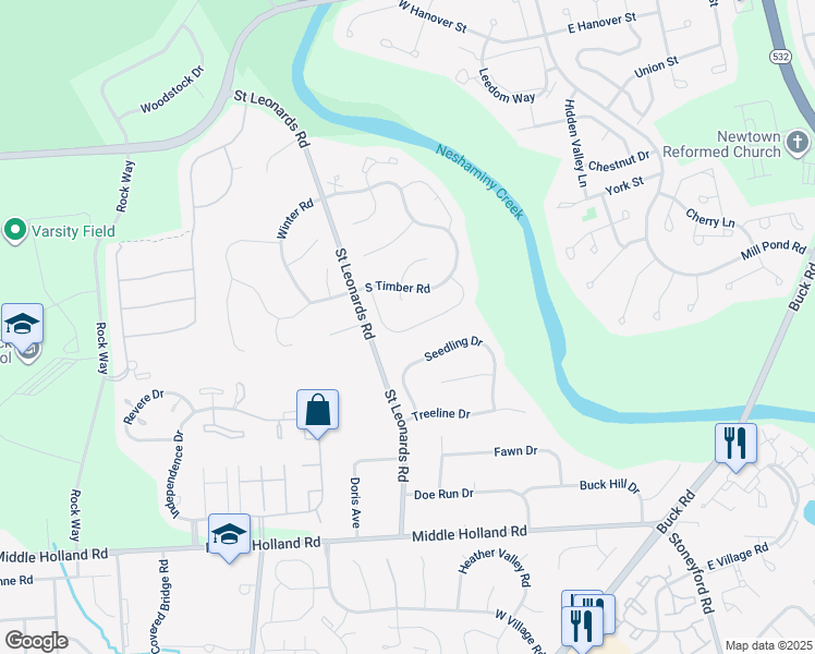 map of restaurants, bars, coffee shops, grocery stores, and more near 119 Mulberry Drive in Southampton