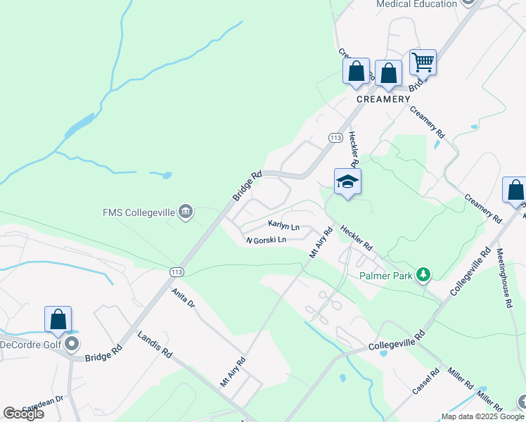 map of restaurants, bars, coffee shops, grocery stores, and more near 959 Dogwood Lane in Collegeville