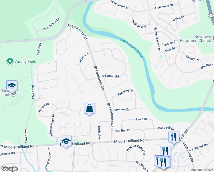 map of restaurants, bars, coffee shops, grocery stores, and more near 119 Mulberry Drive in Southampton