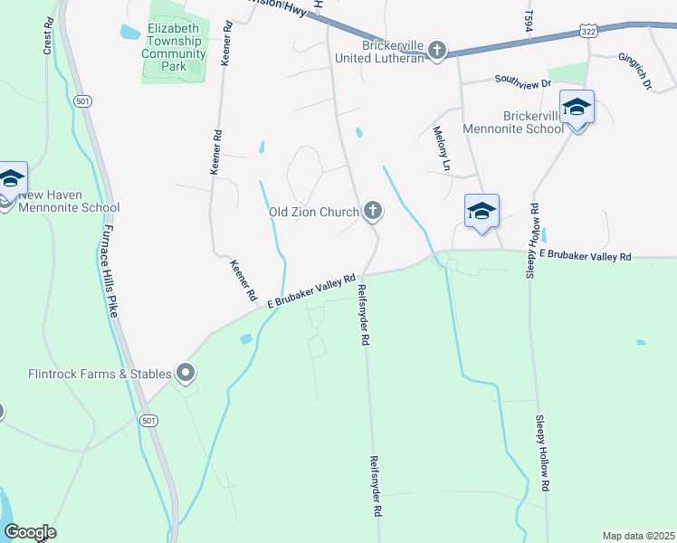 map of restaurants, bars, coffee shops, grocery stores, and more near 231 East Brubaker Valley Road in Lititz