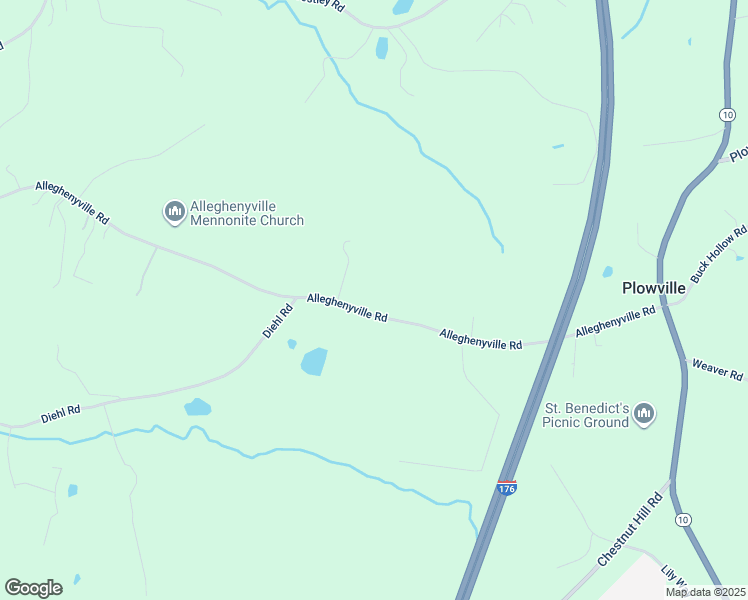 map of restaurants, bars, coffee shops, grocery stores, and more near 289 Alleghenyville Road in Mohnton