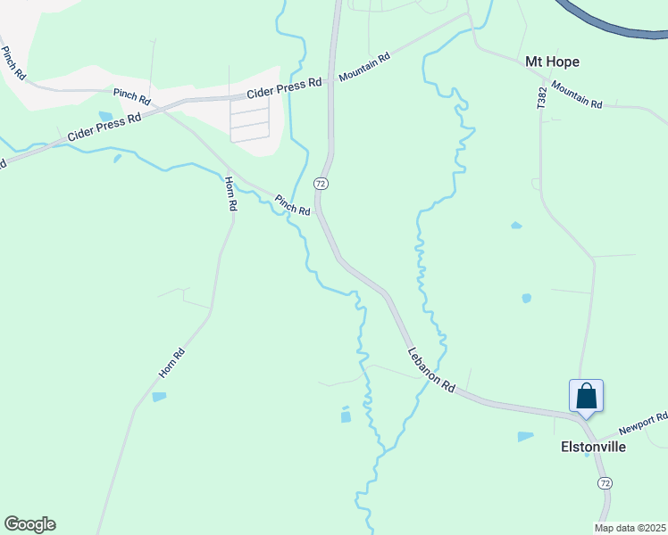 map of restaurants, bars, coffee shops, grocery stores, and more near 2216 Lebanon Road in Manheim