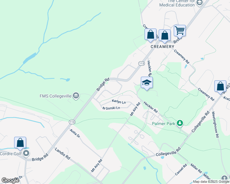 map of restaurants, bars, coffee shops, grocery stores, and more near 948 Dogwood Lane in Collegeville