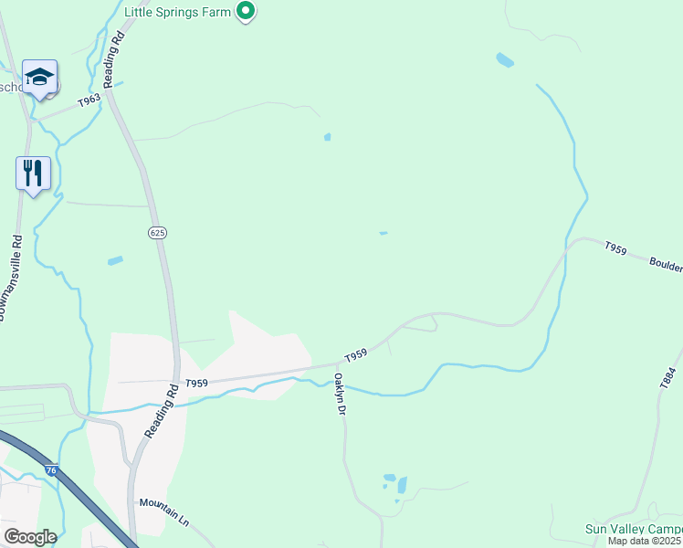 map of restaurants, bars, coffee shops, grocery stores, and more near 215 Boulder Hill Road in Mohnton