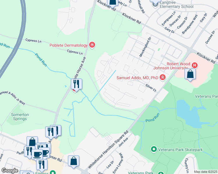 map of restaurants, bars, coffee shops, grocery stores, and more near 44 Cheverny Court in Hamilton Township