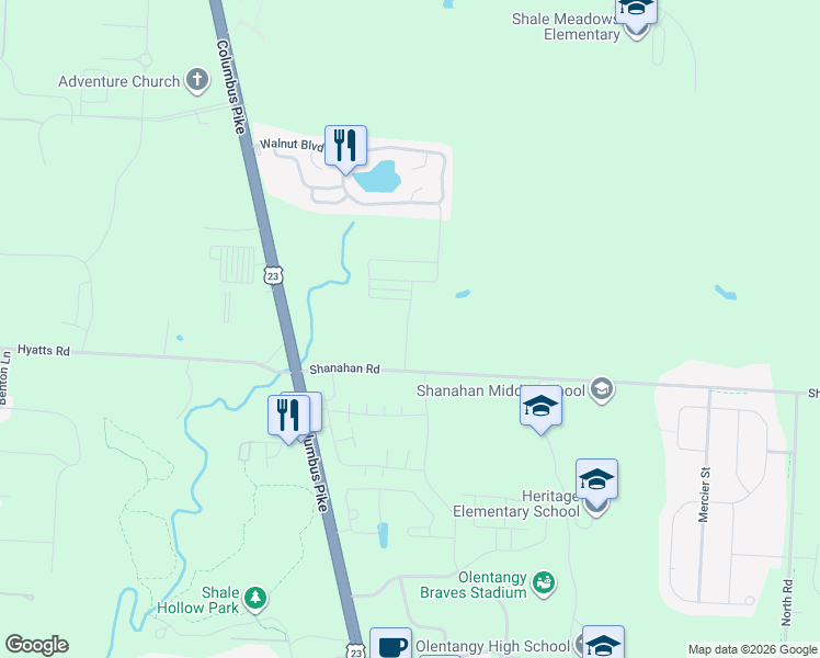 map of restaurants, bars, coffee shops, grocery stores, and more near 5471 Greenery Ave in Lewis Center