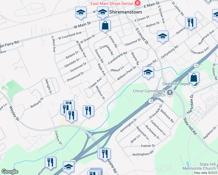 map of restaurants, bars, coffee shops, grocery stores, and more near 908 Rupp Avenue in Mechanicsburg