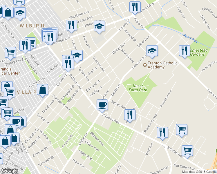 map of restaurants, bars, coffee shops, grocery stores, and more near 259 Watson Avenue in Hamilton Township