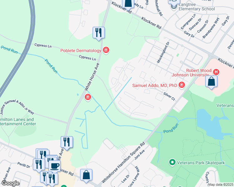 map of restaurants, bars, coffee shops, grocery stores, and more near 4 Aspen Court in Trenton