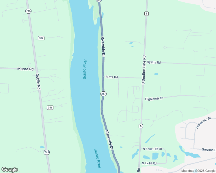 map of restaurants, bars, coffee shops, grocery stores, and more near 6551 Riverside Drive in Powell