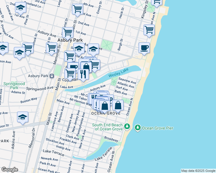 map of restaurants, bars, coffee shops, grocery stores, and more near 14 Pilgrim Pathway in Neptune Township