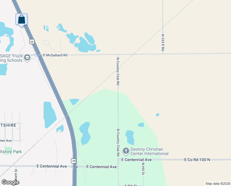 map of restaurants, bars, coffee shops, grocery stores, and more near 2405 North Country Club Road in Muncie