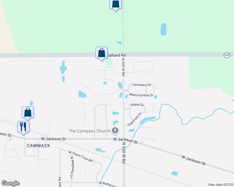 map of restaurants, bars, coffee shops, grocery stores, and more near 8203 West Ashford Lane in Muncie