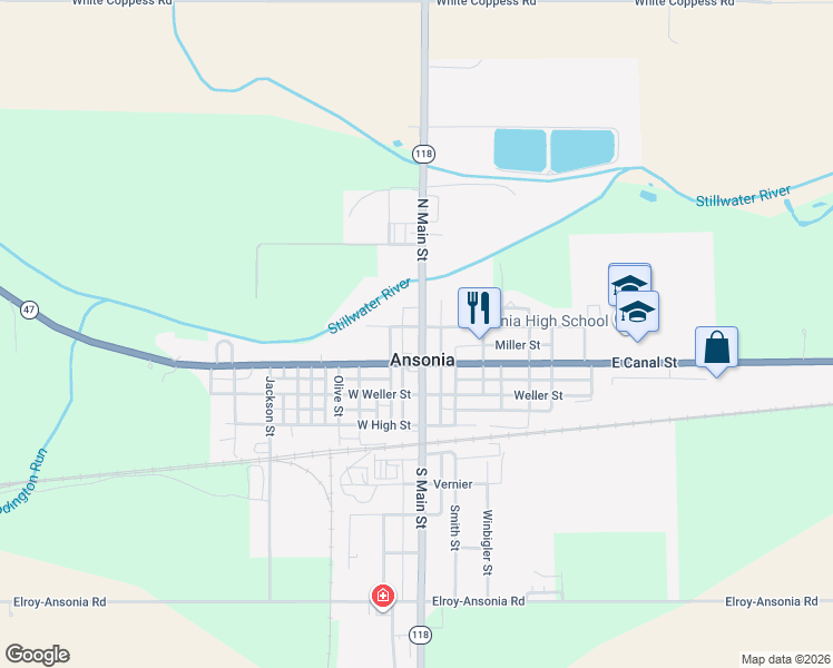 map of restaurants, bars, coffee shops, grocery stores, and more near in Ansonia