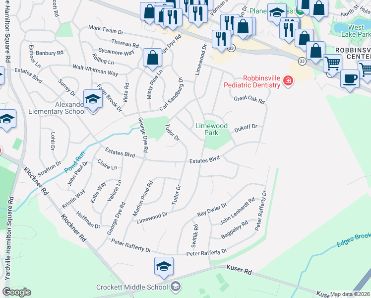 map of restaurants, bars, coffee shops, grocery stores, and more near 67 Tudor Drive in Hamilton Township