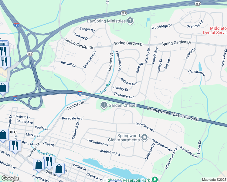 map of restaurants, bars, coffee shops, grocery stores, and more near 31 Theodore Avenue in Middletown