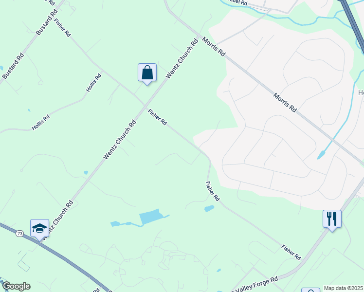 map of restaurants, bars, coffee shops, grocery stores, and more near 3232 Fisher Road in Lansdale