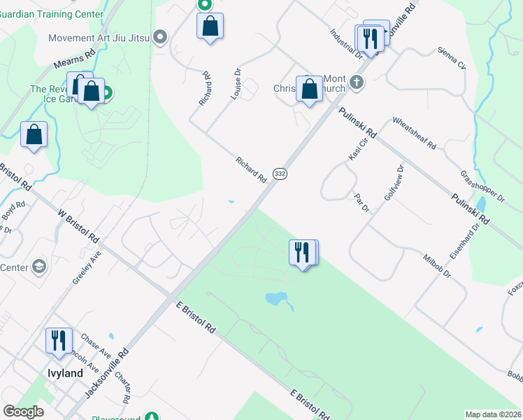 map of restaurants, bars, coffee shops, grocery stores, and more near 180 Jacksonville Road in Ivyland