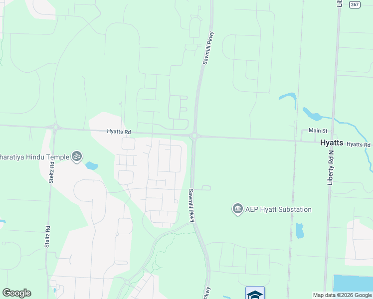 map of restaurants, bars, coffee shops, grocery stores, and more near 3075 Hyatts Road in Powell