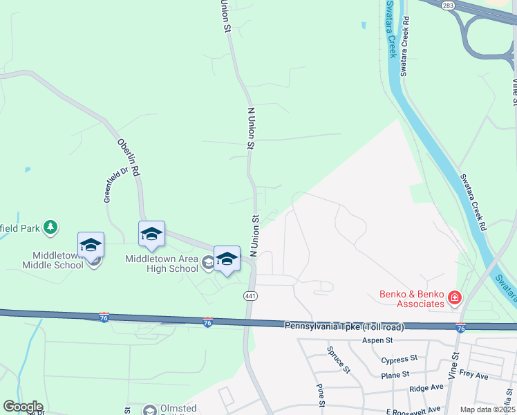 map of restaurants, bars, coffee shops, grocery stores, and more near 1330 North Union Street in Middletown