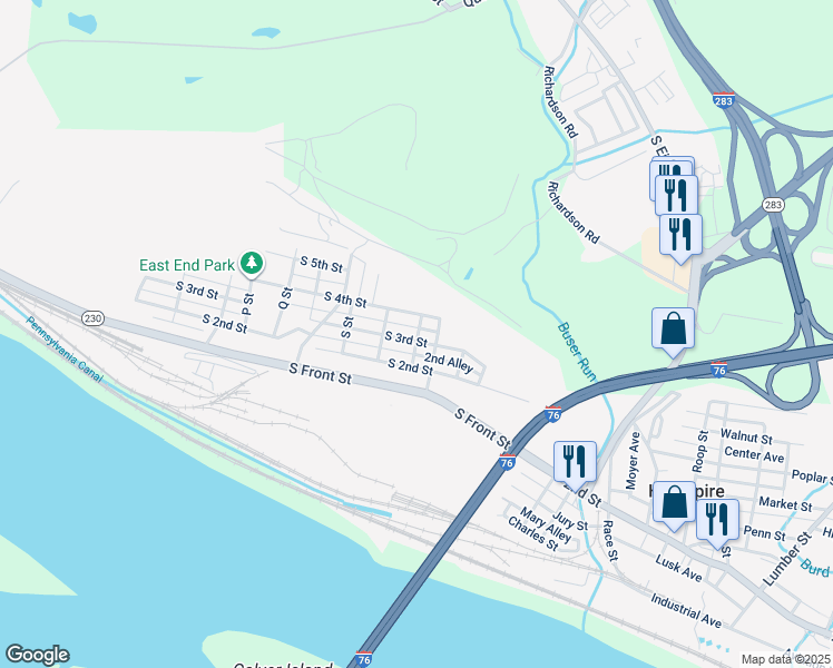 map of restaurants, bars, coffee shops, grocery stores, and more near 2653 South 3rd Street in Steelton