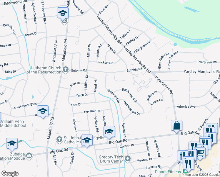 map of restaurants, bars, coffee shops, grocery stores, and more near 362 Sherwood Drive in Morrisville