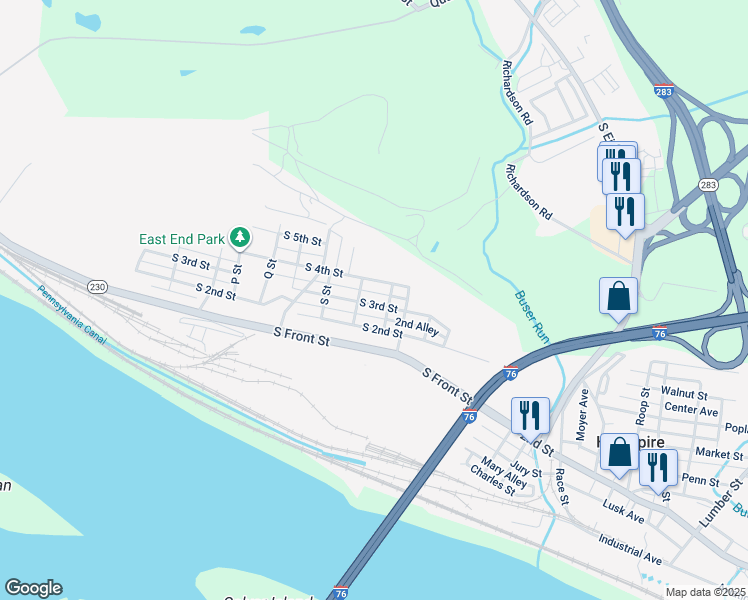 map of restaurants, bars, coffee shops, grocery stores, and more near 2629 South 3rd Street in Steelton