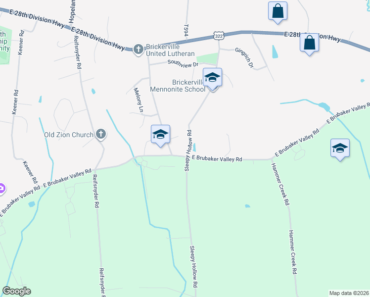 map of restaurants, bars, coffee shops, grocery stores, and more near 361 East Brubaker Valley Road in Lititz
