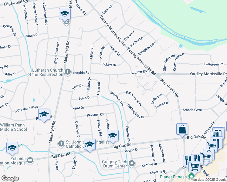 map of restaurants, bars, coffee shops, grocery stores, and more near 362 Sherwood Drive in Morrisville