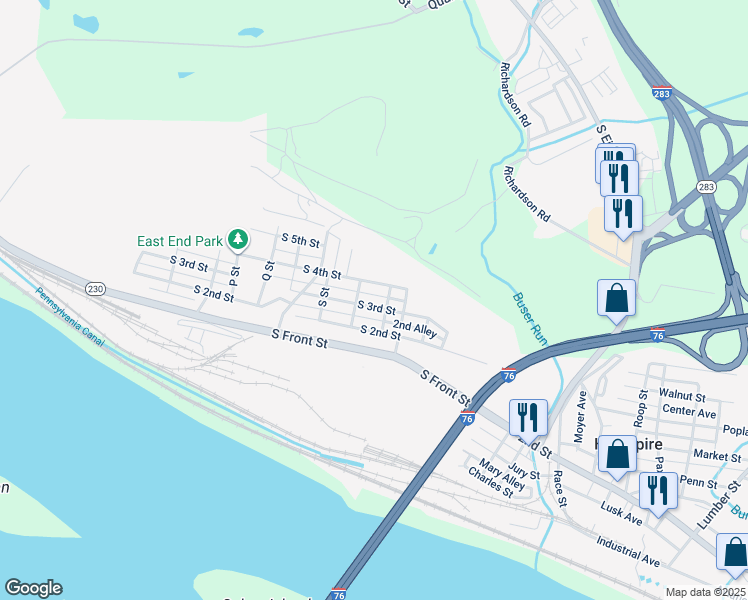 map of restaurants, bars, coffee shops, grocery stores, and more near 2629 South 3rd Street in Steelton