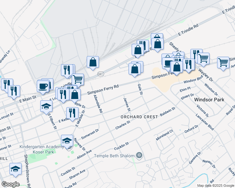 map of restaurants, bars, coffee shops, grocery stores, and more near 913 Apple Drive in Mechanicsburg