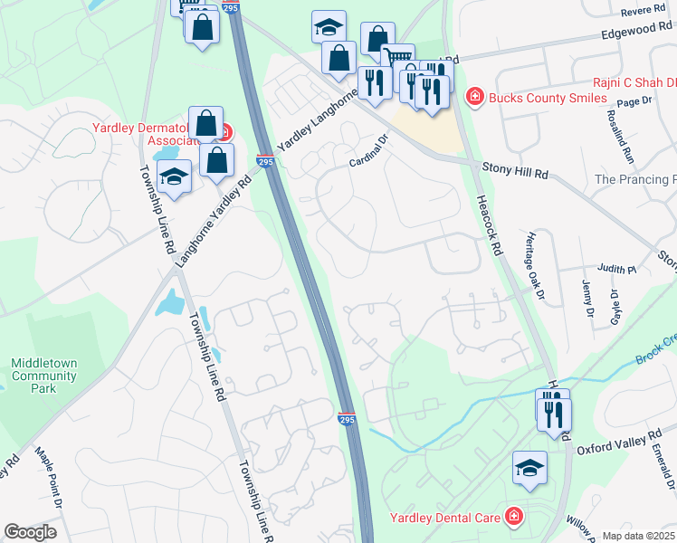 map of restaurants, bars, coffee shops, grocery stores, and more near 583 South Dove Road in Morrisville