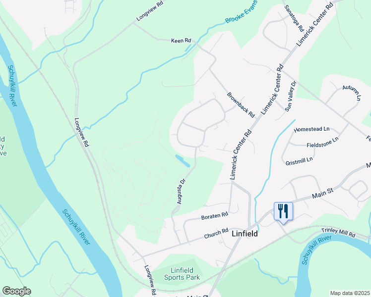map of restaurants, bars, coffee shops, grocery stores, and more near 10 Pebble Beach Drive in Royersford