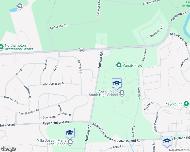 map of restaurants, bars, coffee shops, grocery stores, and more near 31 Shelbourne Road in Richboro