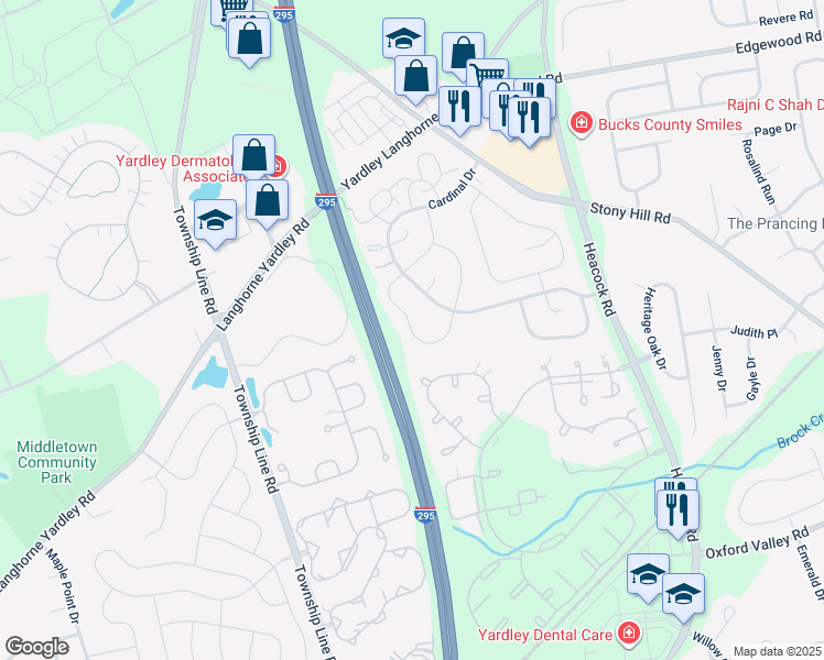 map of restaurants, bars, coffee shops, grocery stores, and more near 603 South Dove Road in Morrisville