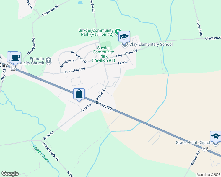 map of restaurants, bars, coffee shops, grocery stores, and more near 6 Sunflower Drive in Ephrata