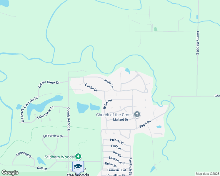 map of restaurants, bars, coffee shops, grocery stores, and more near 2113 Slade Lane in Mahomet
