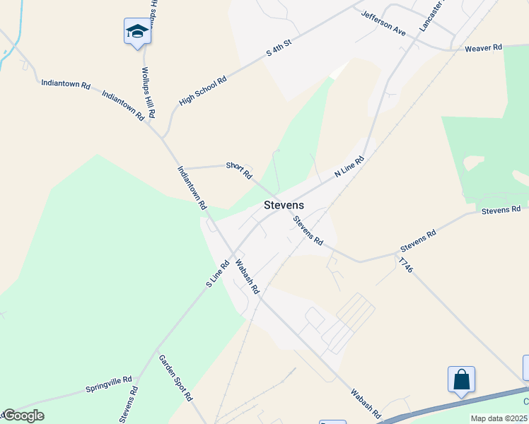 map of restaurants, bars, coffee shops, grocery stores, and more near 30 South Line Road in Stevens
