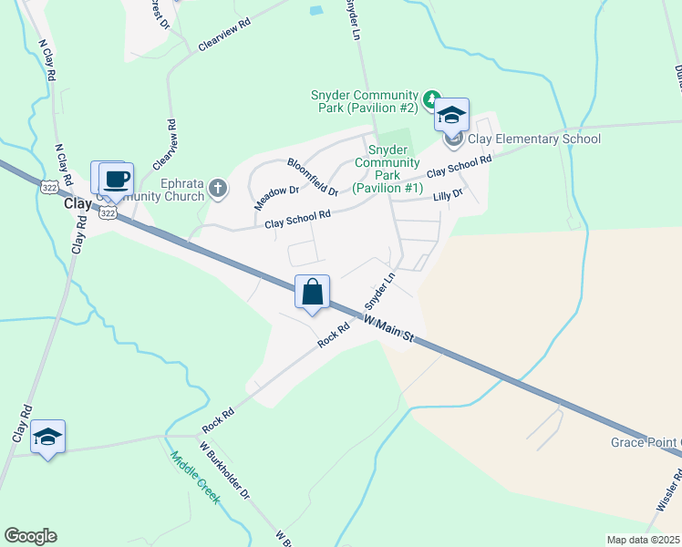 map of restaurants, bars, coffee shops, grocery stores, and more near 70 Snyder Lane in Ephrata