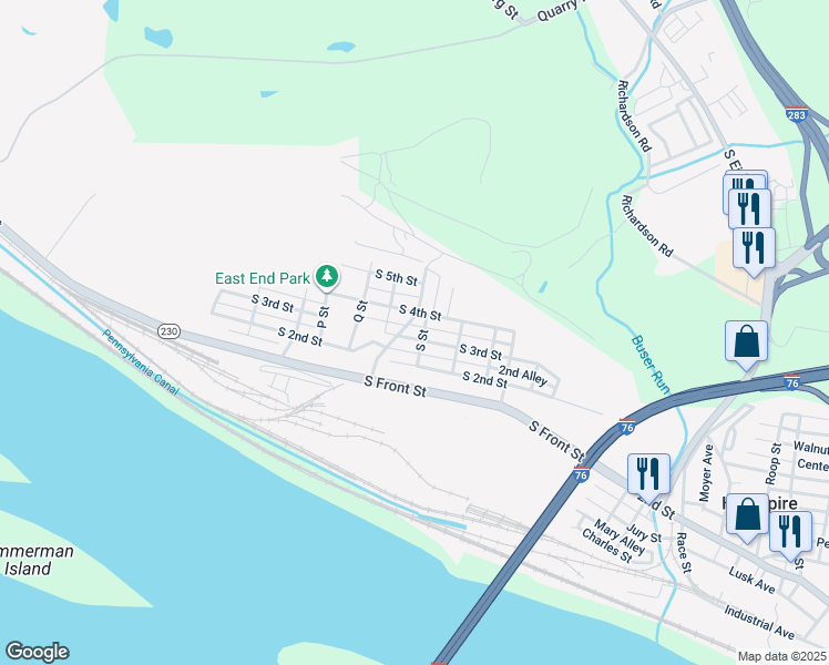 map of restaurants, bars, coffee shops, grocery stores, and more near 2429 South 3rd Street in Steelton