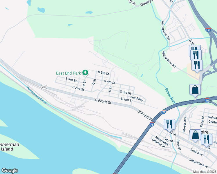 map of restaurants, bars, coffee shops, grocery stores, and more near 2429 South 3rd Street in Steelton