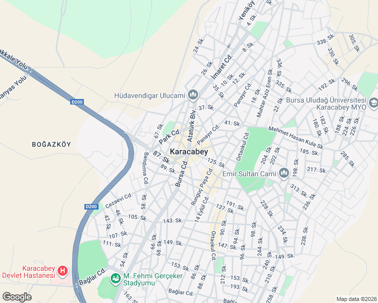 map of restaurants, bars, coffee shops, grocery stores, and more near in Karacabey