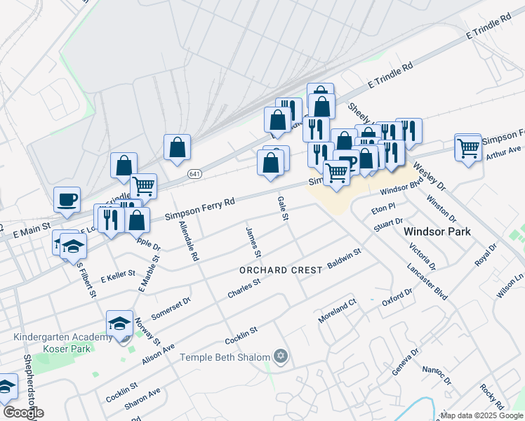 map of restaurants, bars, coffee shops, grocery stores, and more near 1009 Apple Drive in Mechanicsburg