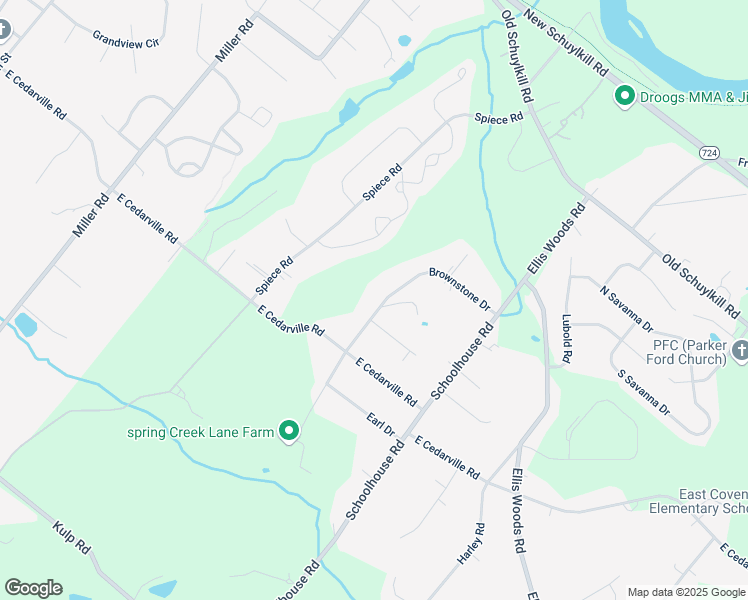 map of restaurants, bars, coffee shops, grocery stores, and more near 67 Brownstone Drive in Pottstown