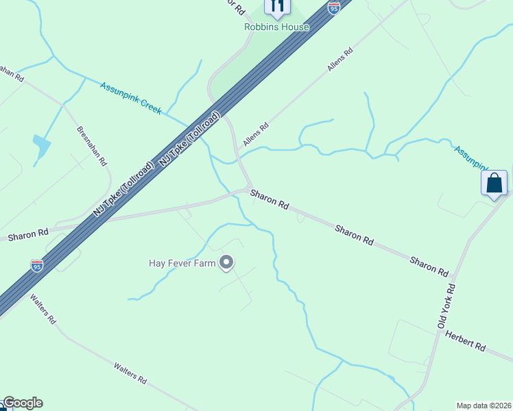 map of restaurants, bars, coffee shops, grocery stores, and more near 328 Sharon Road in Hightstown