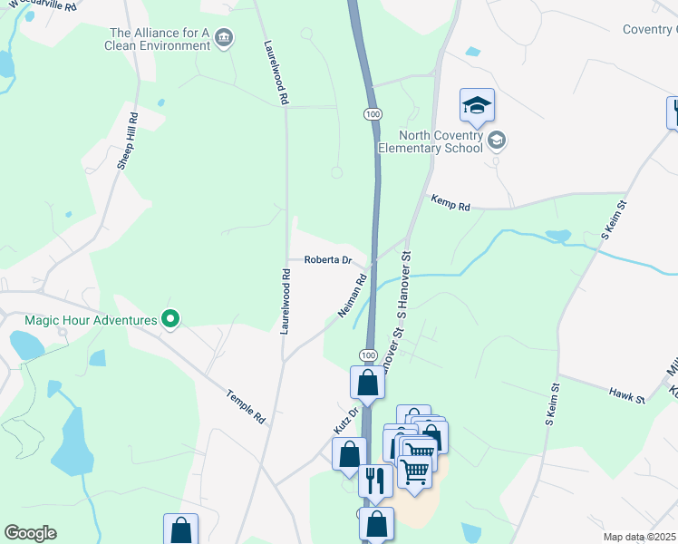 map of restaurants, bars, coffee shops, grocery stores, and more near 572 Roberta Drive in Pottstown