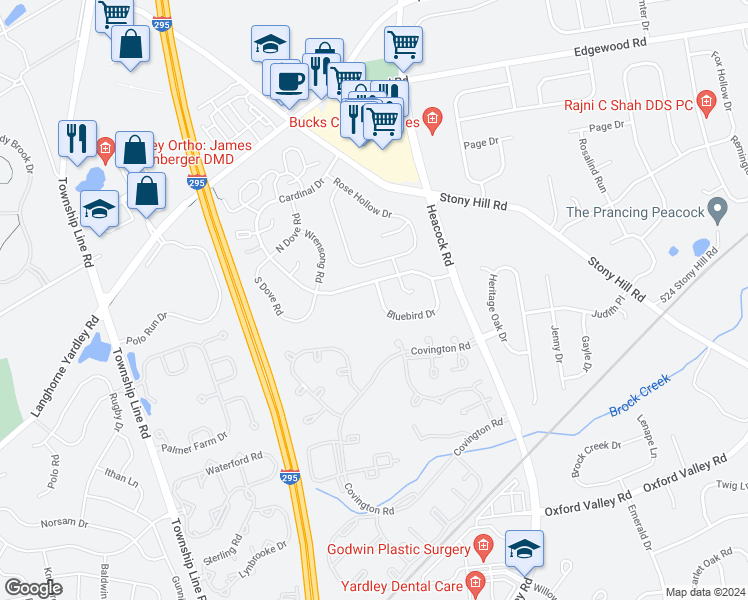 map of restaurants, bars, coffee shops, grocery stores, and more near 1691 Bluebird Drive in Morrisville