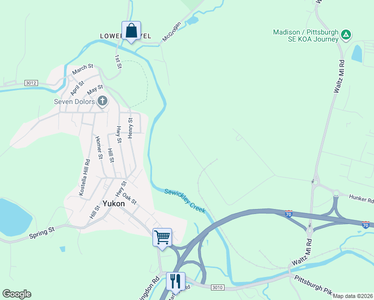 map of restaurants, bars, coffee shops, grocery stores, and more near 249 Waltz Flat Road in Ruffs Dale