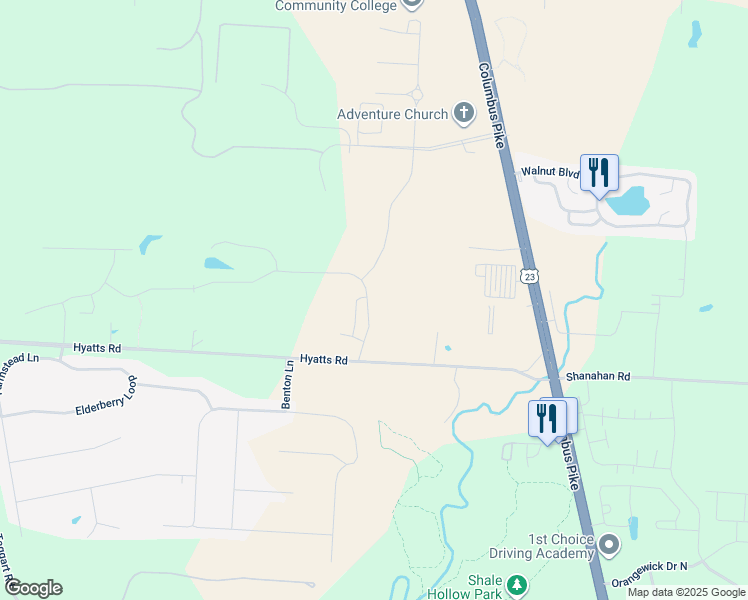map of restaurants, bars, coffee shops, grocery stores, and more near 370 Hyatts Road in Delaware