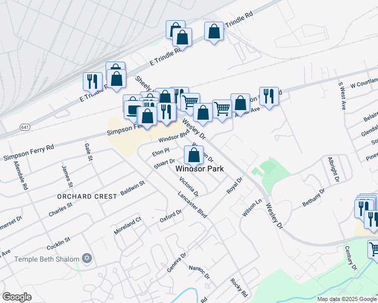 map of restaurants, bars, coffee shops, grocery stores, and more near 108 Winston Drive in Mechanicsburg